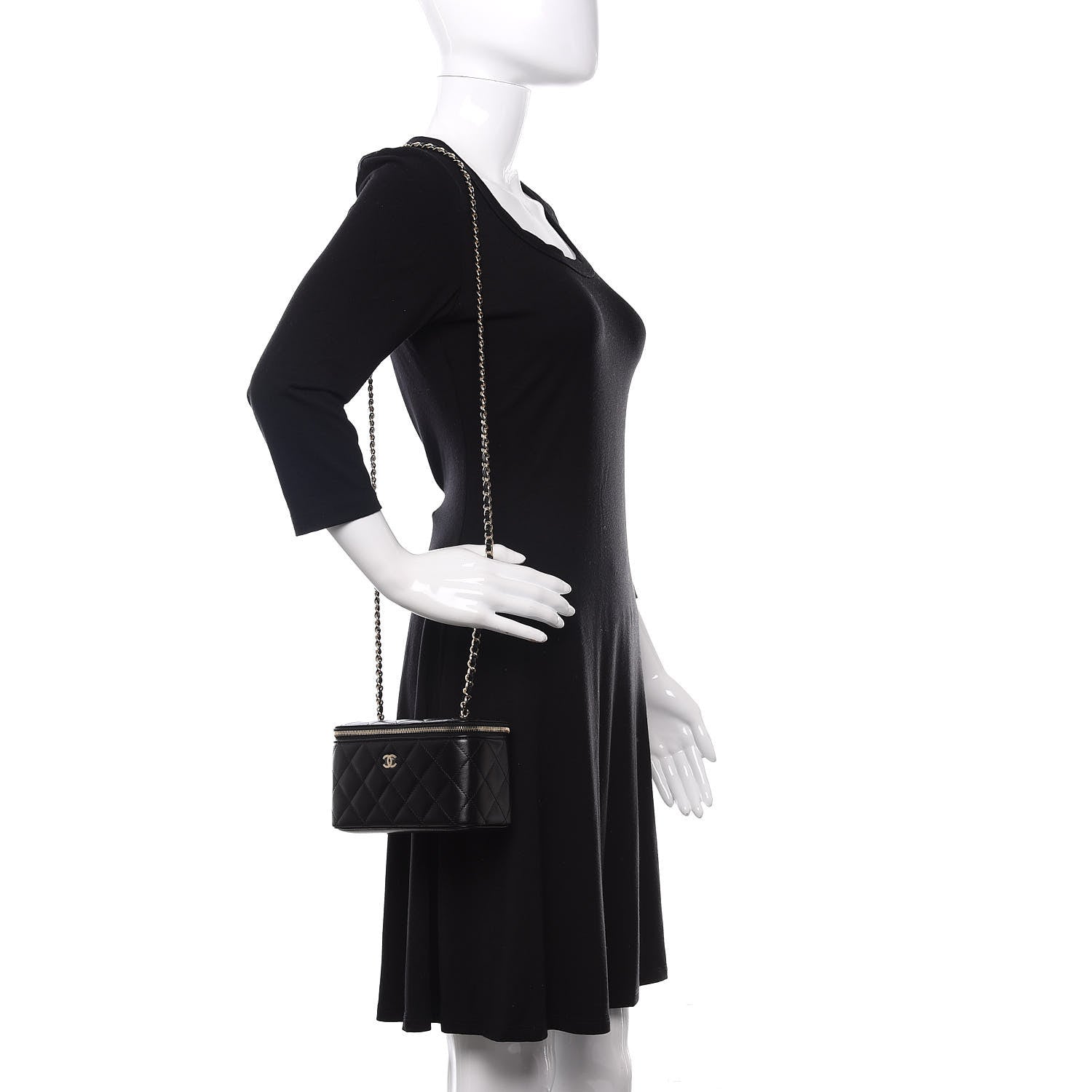Chanel Lambskin Quilted Small Vanity Case With Chain Black 2 of 11