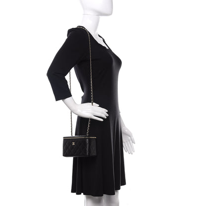 Chanel Lambskin Quilted Small Vanity Case With Chain Black 2 of 11