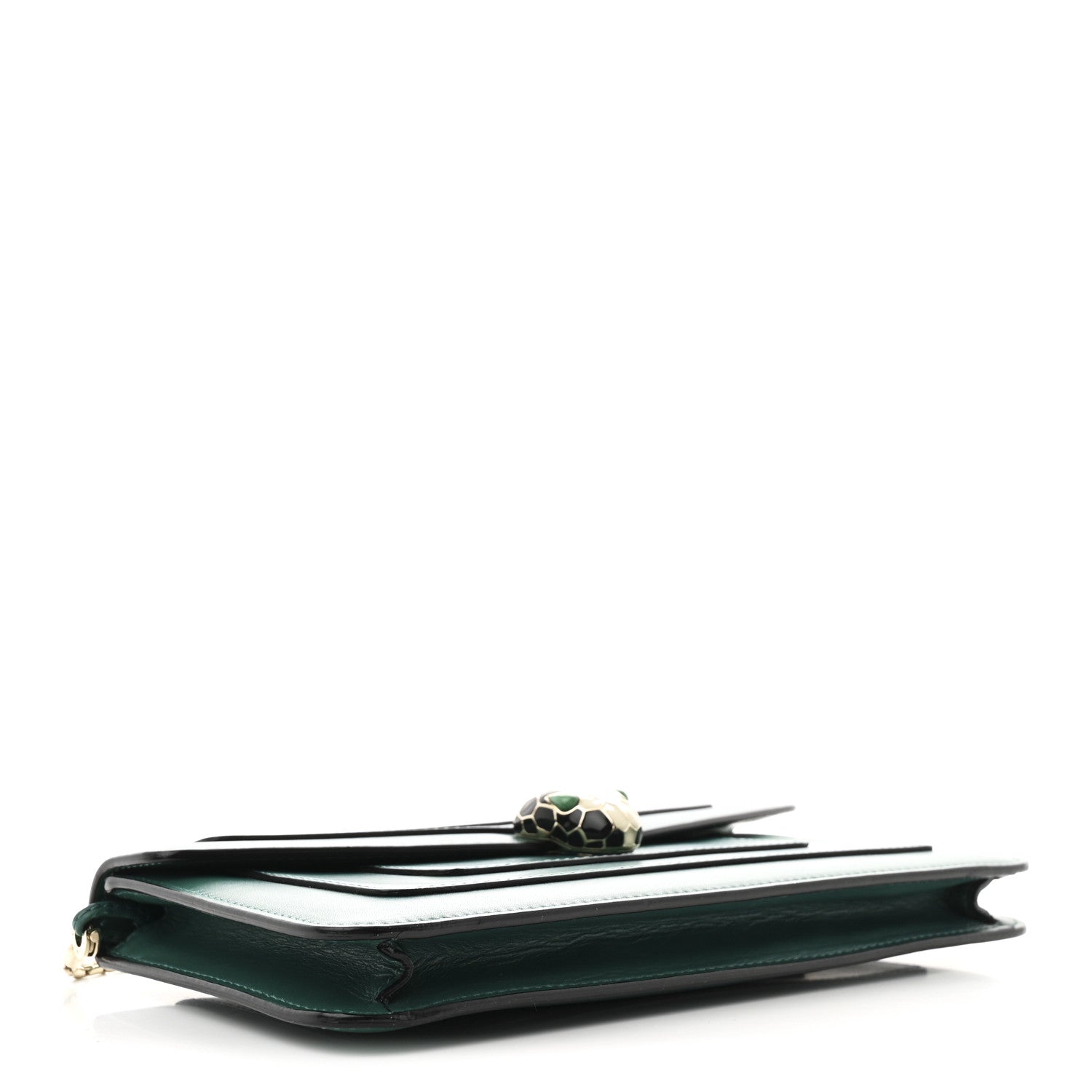 Bulgari Calfskin Serpenti Forever Flap Clutch  Emerald Green 4 of 12