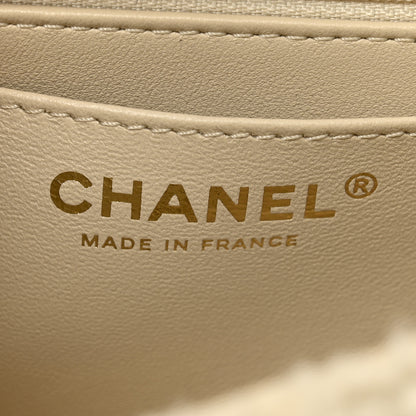 Chanel Shearling Quilted Mini Top Handle Rectangular Flap Ecru 6 of 11
