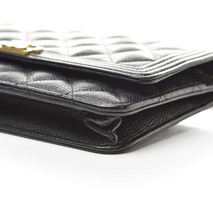 Chanel Caviar Quilted Boy Wallet On Chain WOC Black 11 of 12