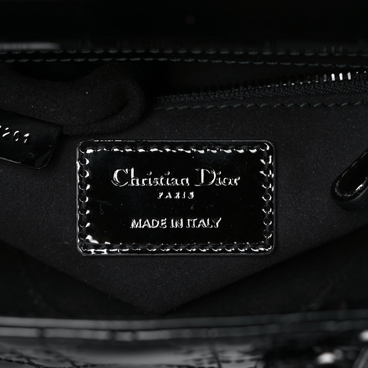 Patent Cannage Small Lady Dior Black