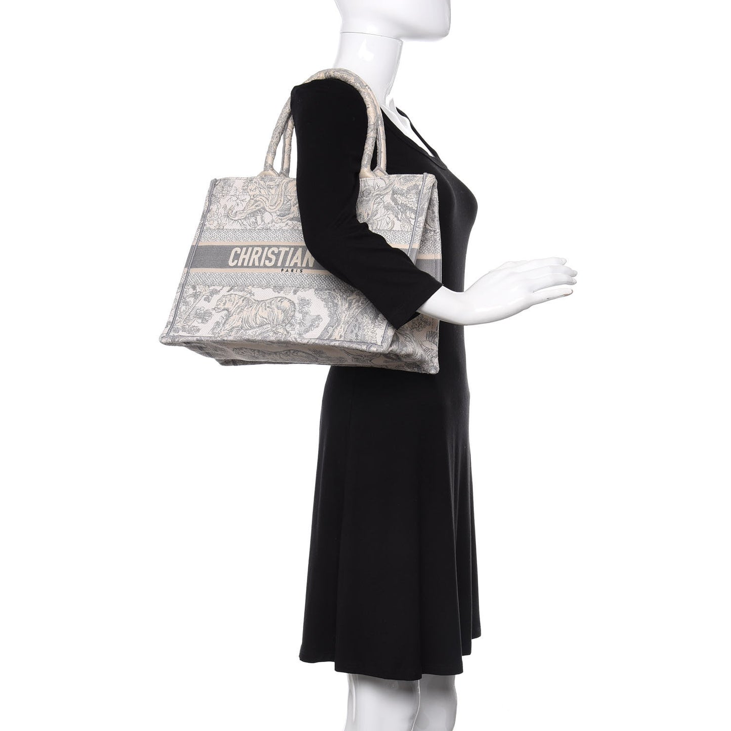 Canvas Embroidered Medium Dioriviera Toile De Jouy Book Tote Gray