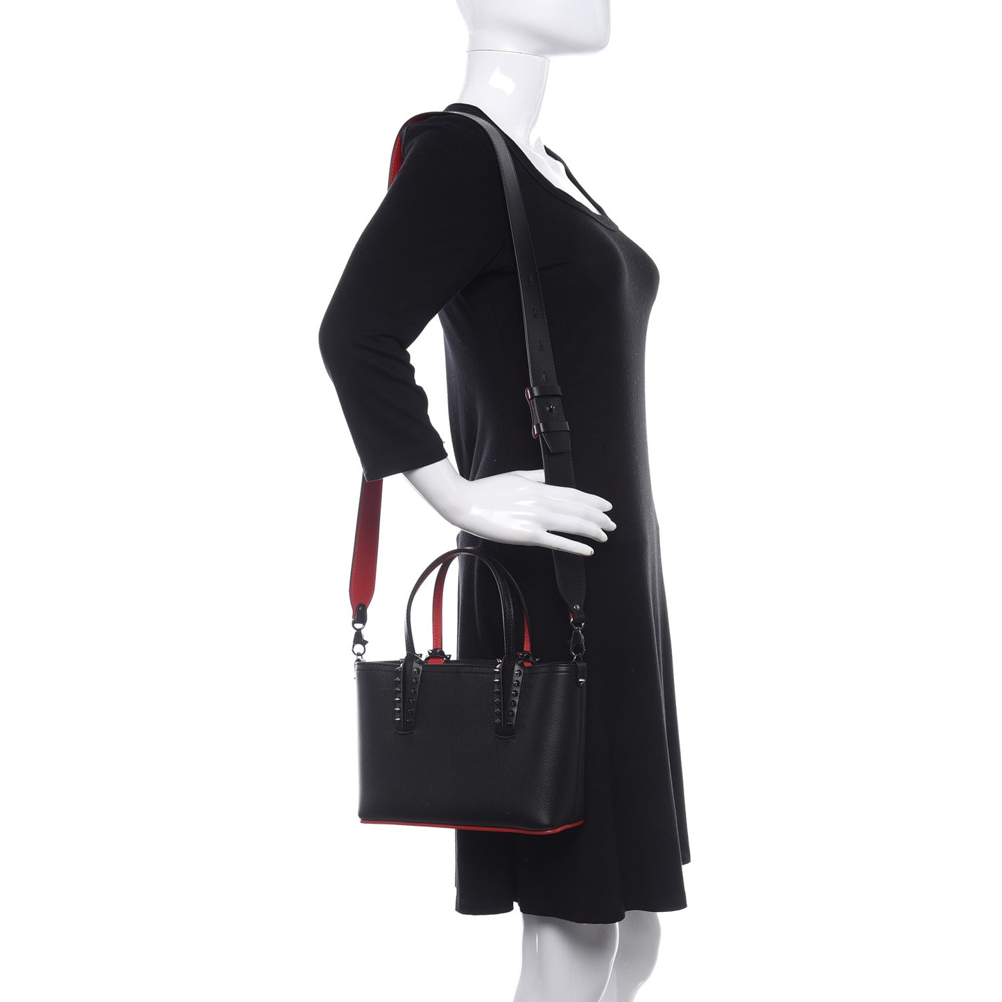 Calfskin Spikes Mini East West Cabata Tote Black