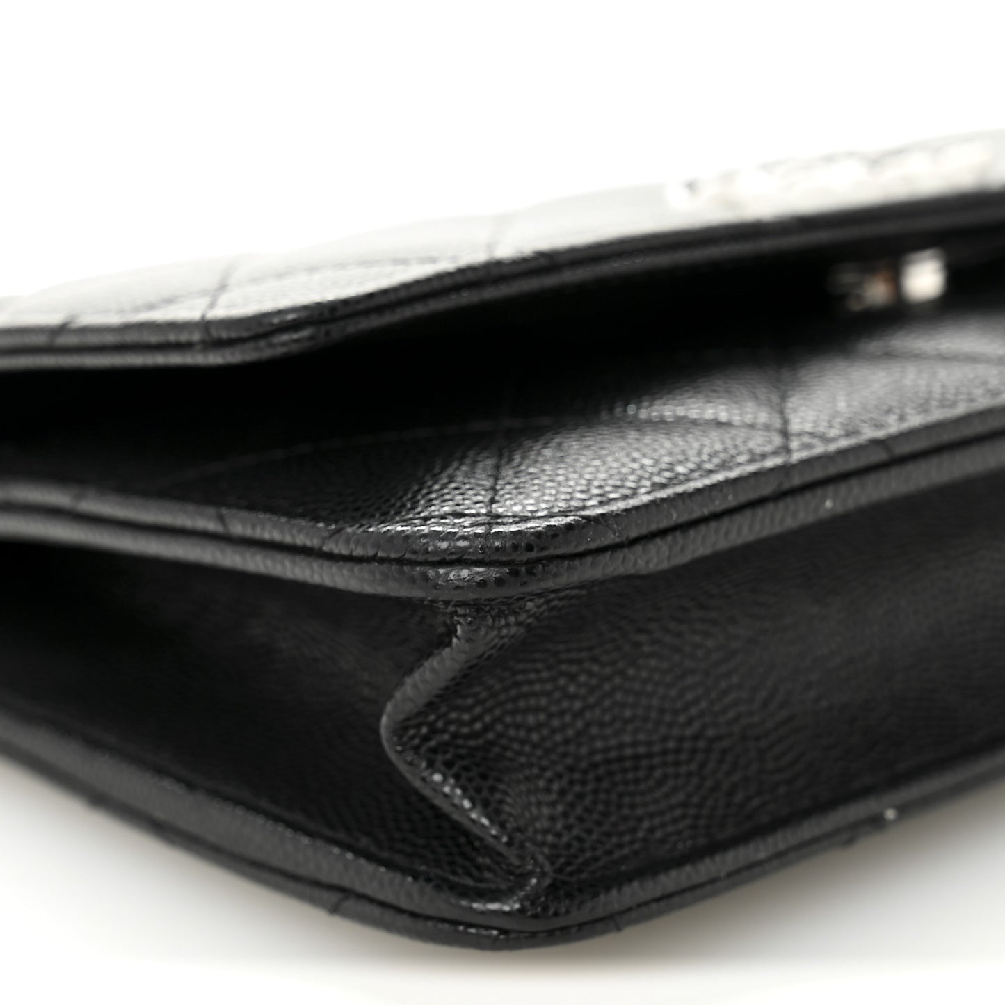 Caviar Quilted Crystal CC Wallet On Chain WOC Black