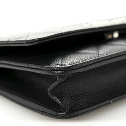 Chanel Caviar Quilted Crystal CC Wallet On Chain WOC Black 10 of 11