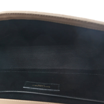 Saint Laurent Grain De Poudre Textured Mixed Matelasse Medium Triquilt Monogram Satchel Greyish Brown 5 of 9