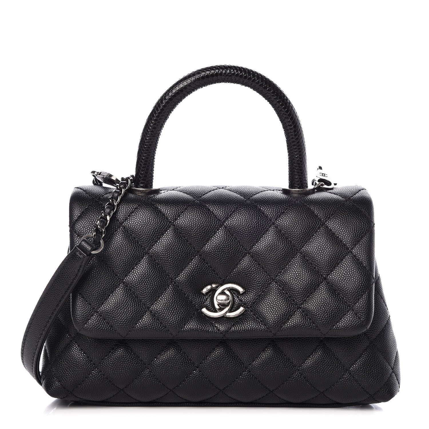 Chanel Caviar Lizard Quilted Mini Coco Handle Flap Black 1 of 19