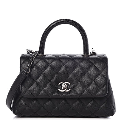 Chanel Caviar Lizard Quilted Mini Coco Handle Flap Black 1 of 19