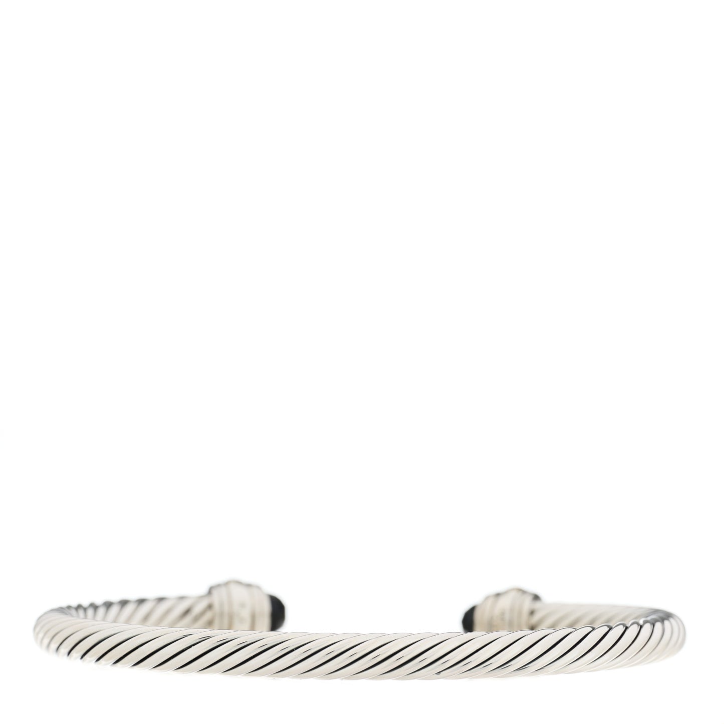 Sterling Silver 14K Yellow Gold Black Onyx 5mm Cable Classics Bracelet