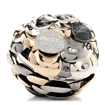 Chanel Metal Strass Crystal CC Camellia Minaudiere Clutch Gold Silver Black 6 of 12