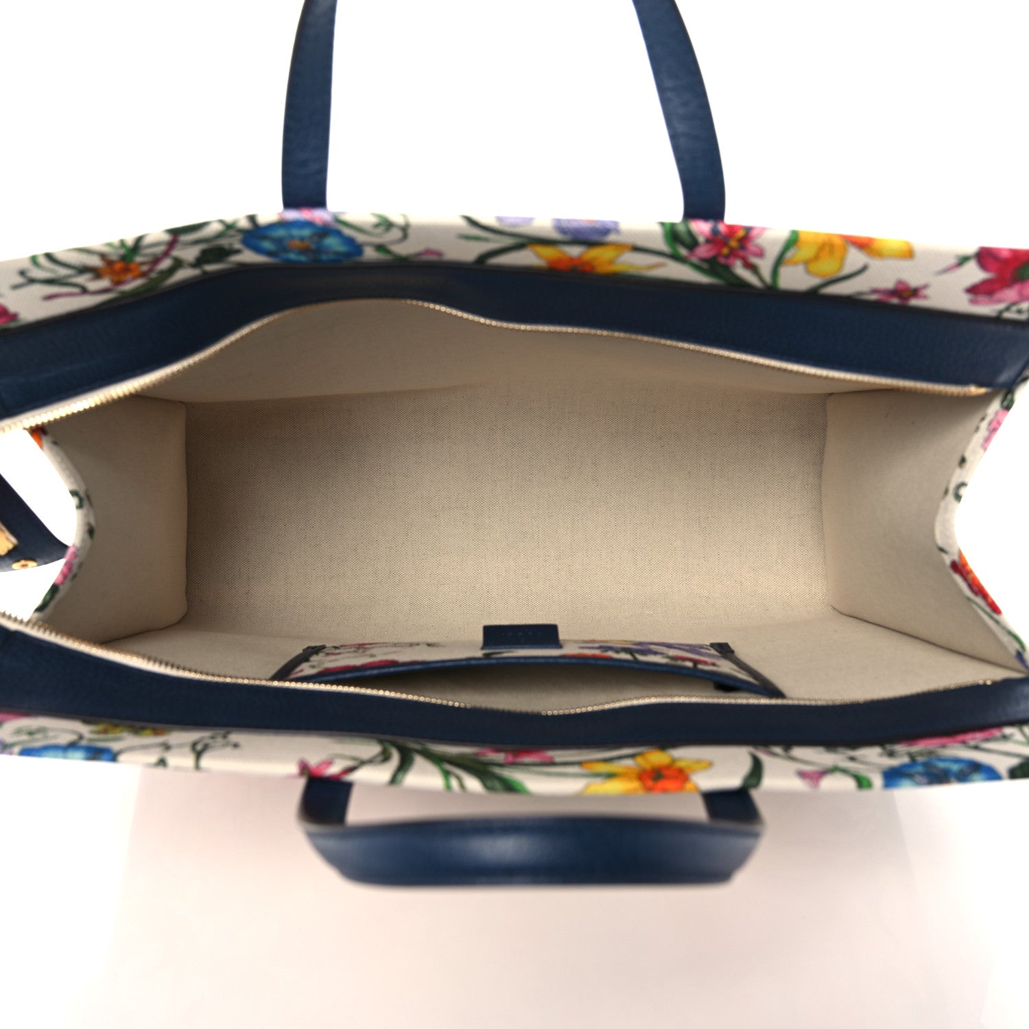 Gucci Canvas Large Flora Tote Navy Multicolor 5 of 10