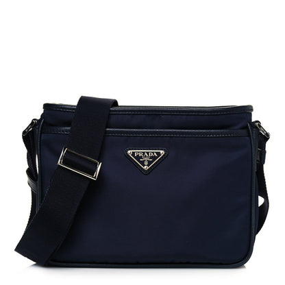 Prada Tessuto Nylon Saffiano Flat Messenger Bag Blue 1 of 11