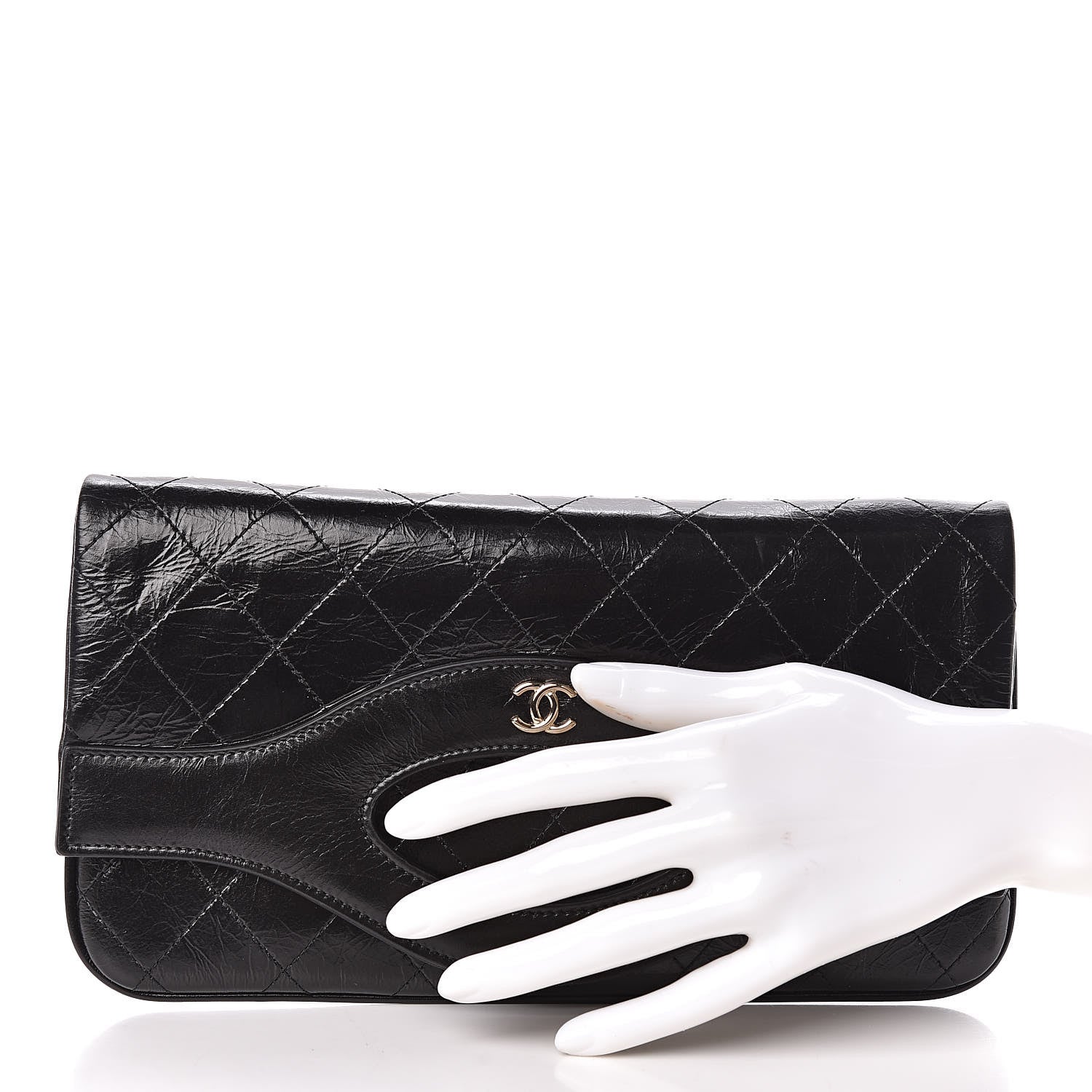 Chanel Shiny Crumpled Calfskin Small 31 Pouch Black 2 of 8