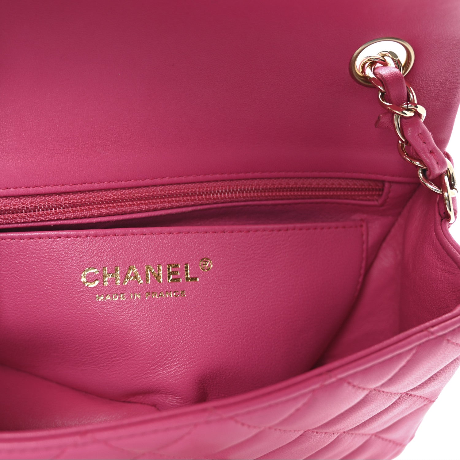 Chanel Lambskin Quilted Mini Rectangular Flap Fuchsia 6 of 11