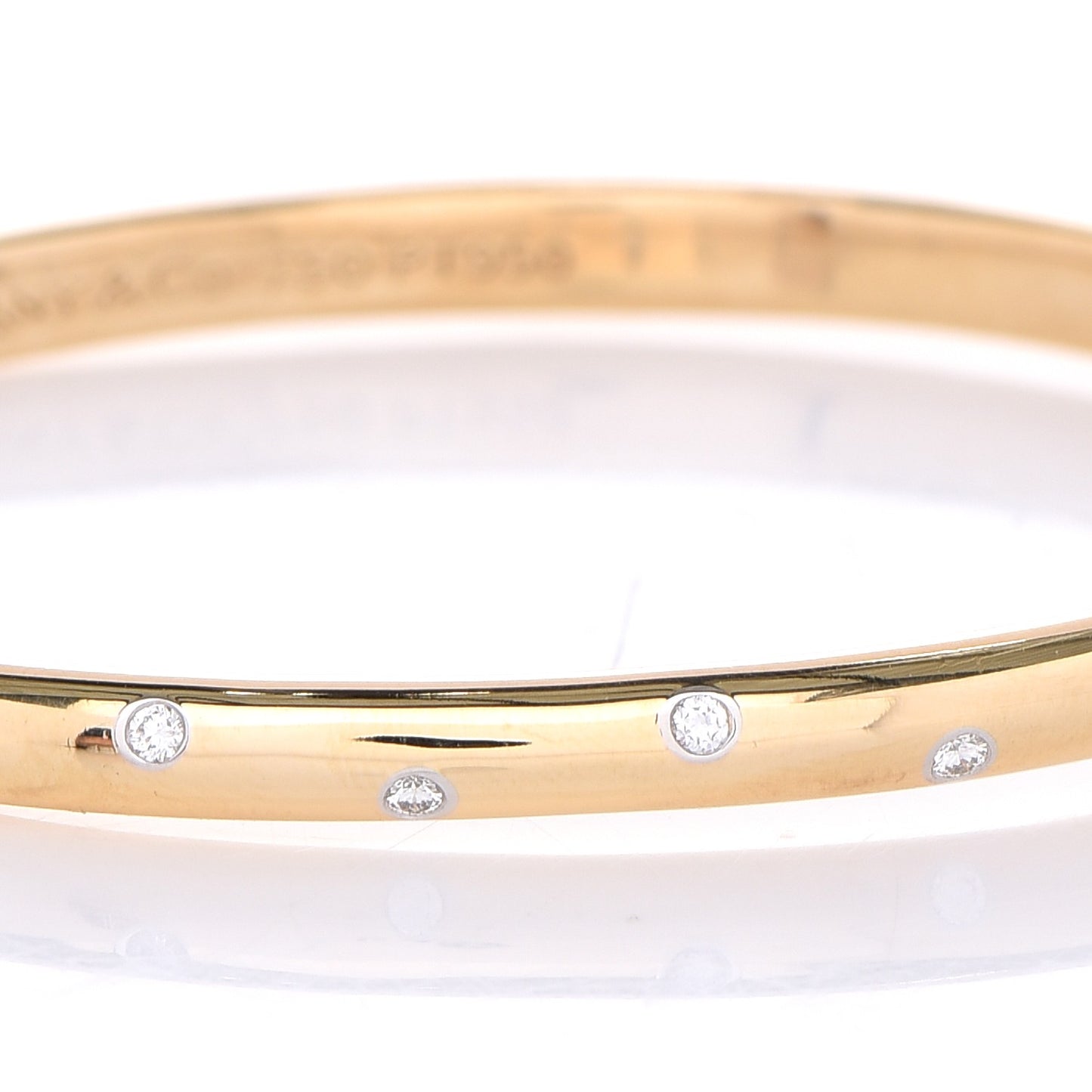 18K Yellow Gold Platinum Diamond 4.5mm Etoile Bangle Bracelet