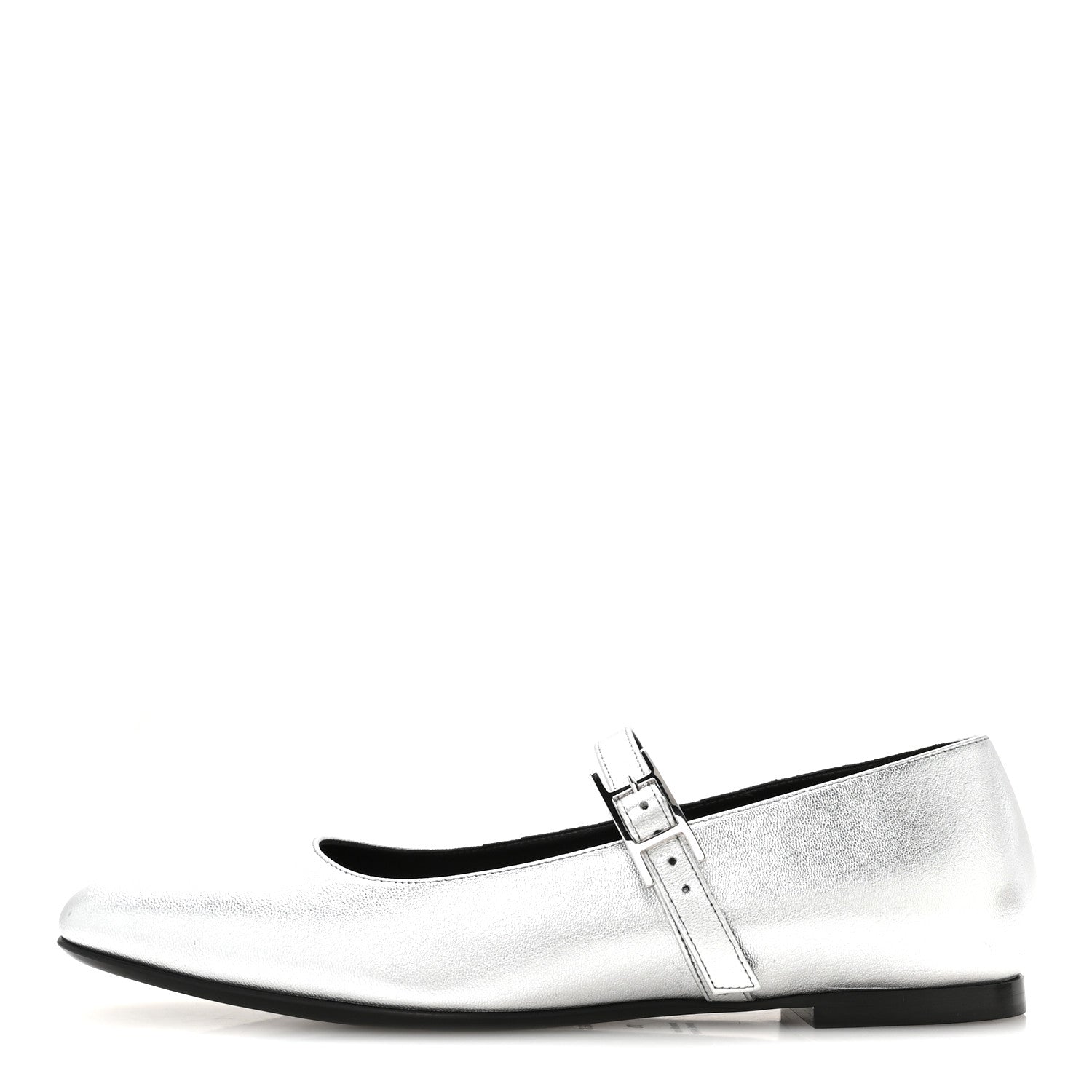 Hermes Metallic Goatskin Jane Ballet Flats 39 Gris Argente 1 of 10