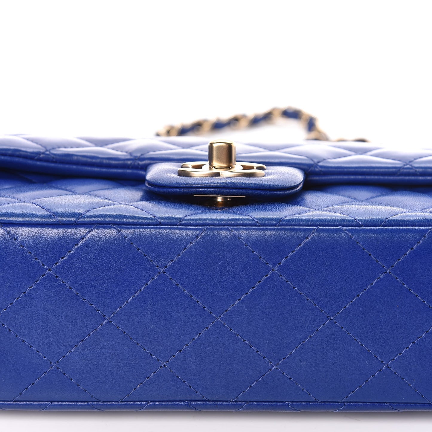 Lambskin Quilted Mini Rectangular Flap Dark Blue