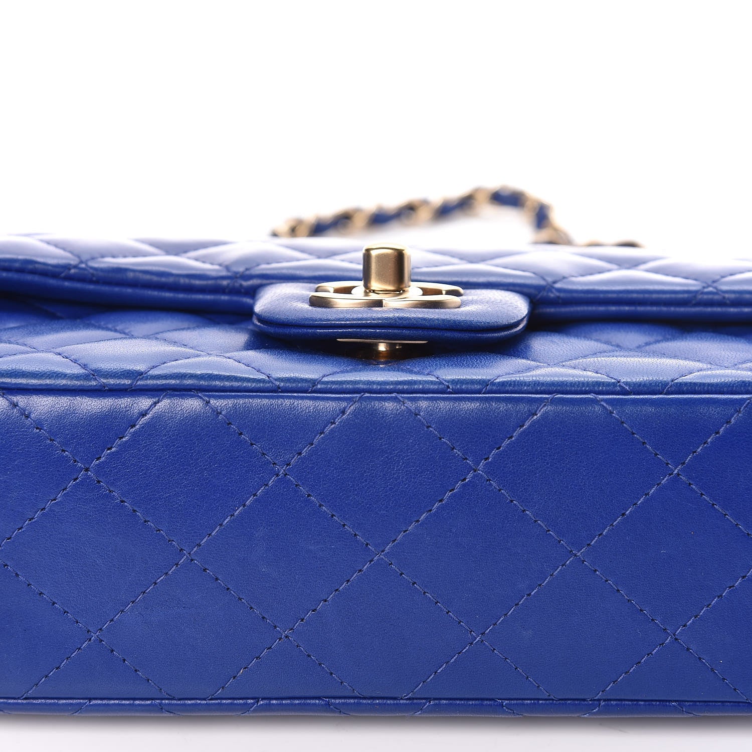 Chanel Lambskin Quilted Mini Rectangular Flap Dark Blue 11 of 14