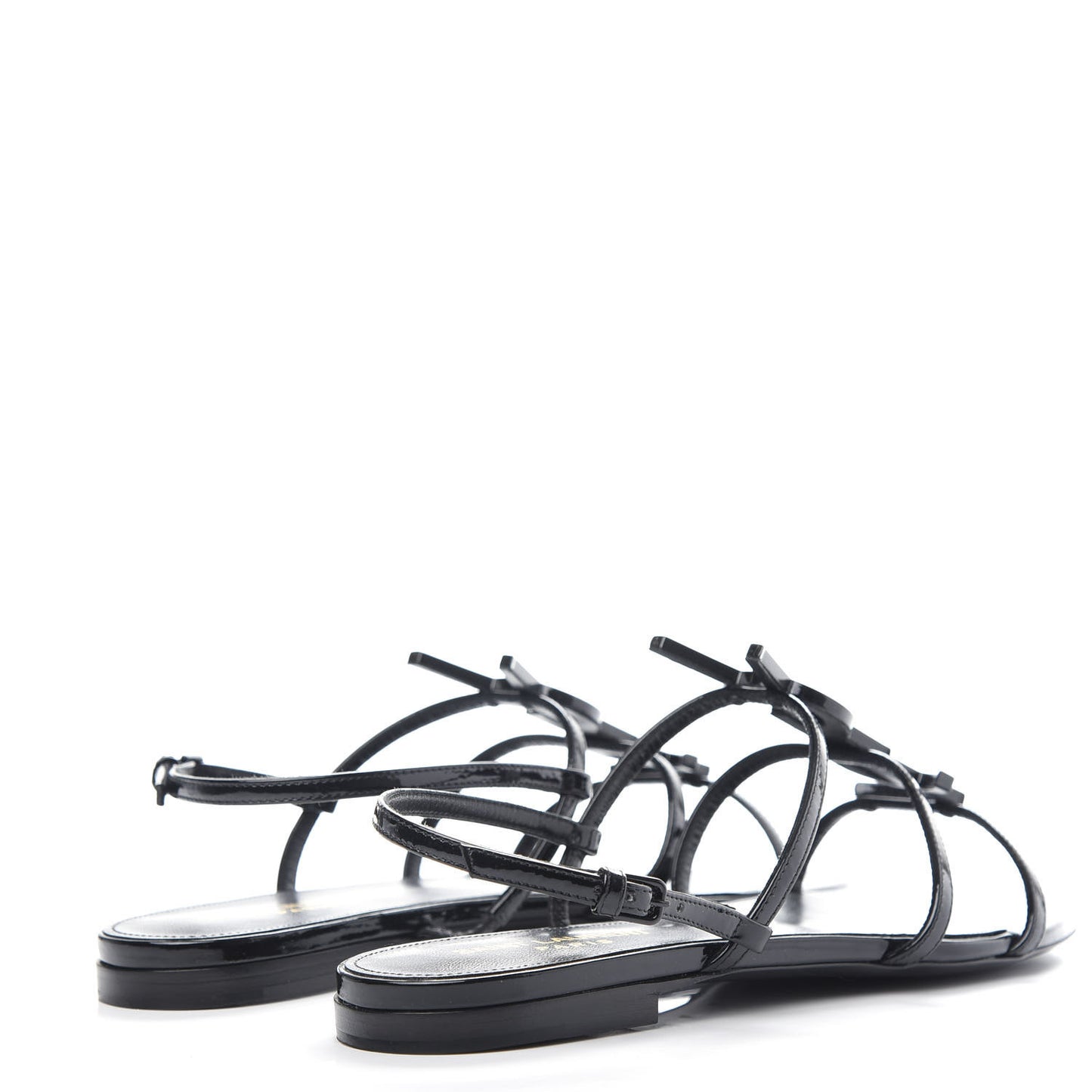 Patent Calfskin Cassandra Monogram Sandals 37.5 Black