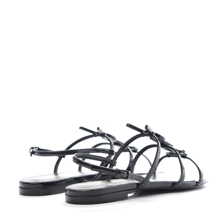 Saint Laurent Patent Calfskin Cassandra Monogram Sandals 37.5 Black 4 of 10