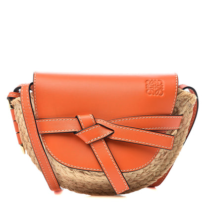 Loewe Calfskin Raffia Mini Gate Crossbody Bag Light Natural Orange 1 of 9
