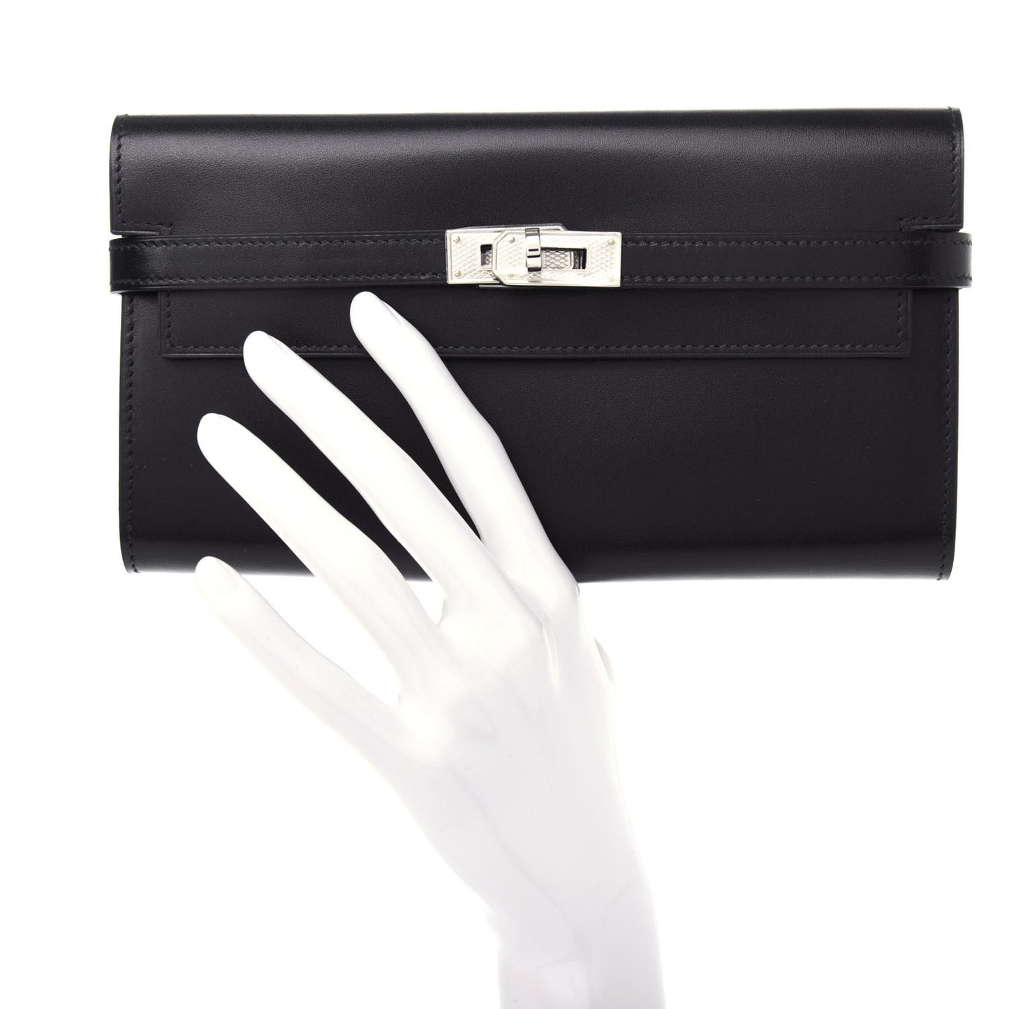 Box Guilloche Kelly Longue Wallet Black