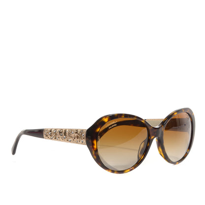Chanel Round Acetate Bijoux Exclusive Sunglasses 5290B Havana 3 of 5