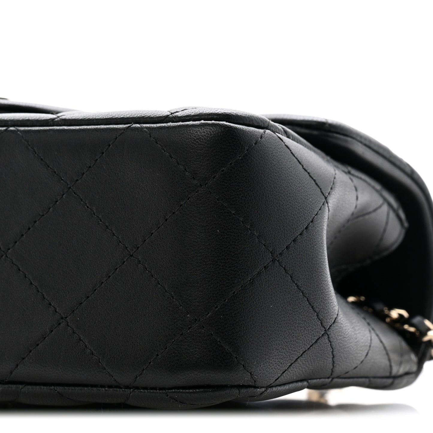 Lambskin Quilted Mini Top Handle Rectangular Flap Black
