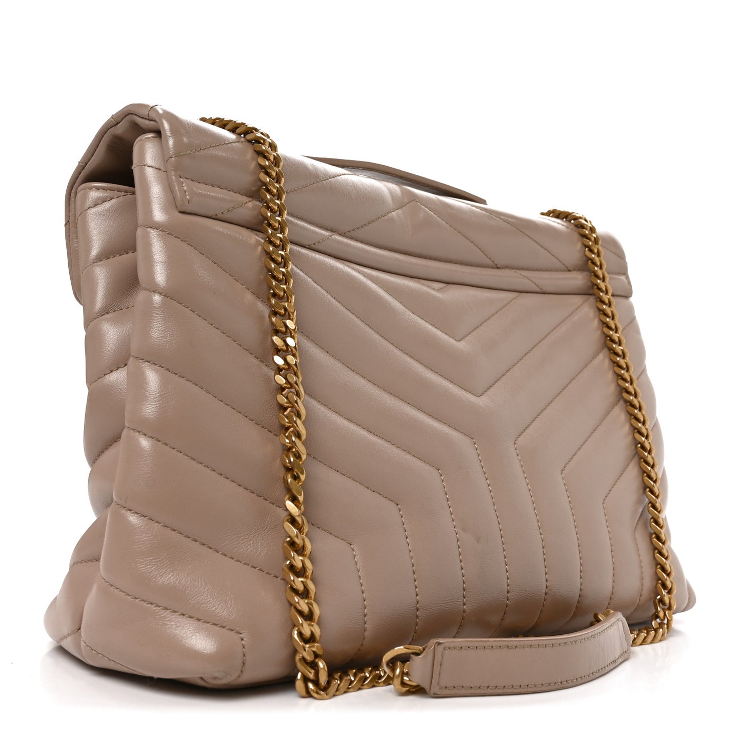Calfskin Y Quilted Monogram Medium Loulou Chain Satchel Dark Beige