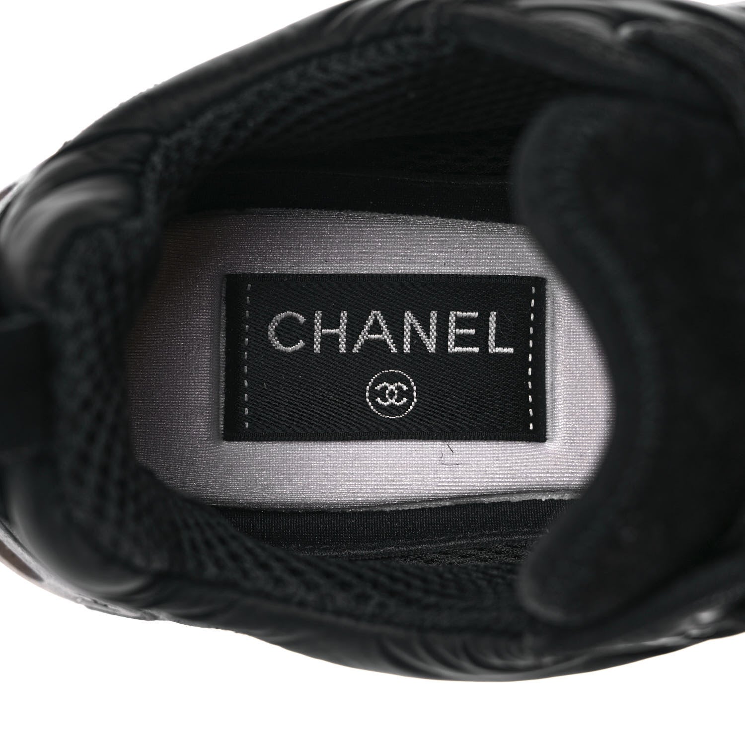 Chanel Nylon Suede Calfskin CC Sneakers 37 Black 7 of 9