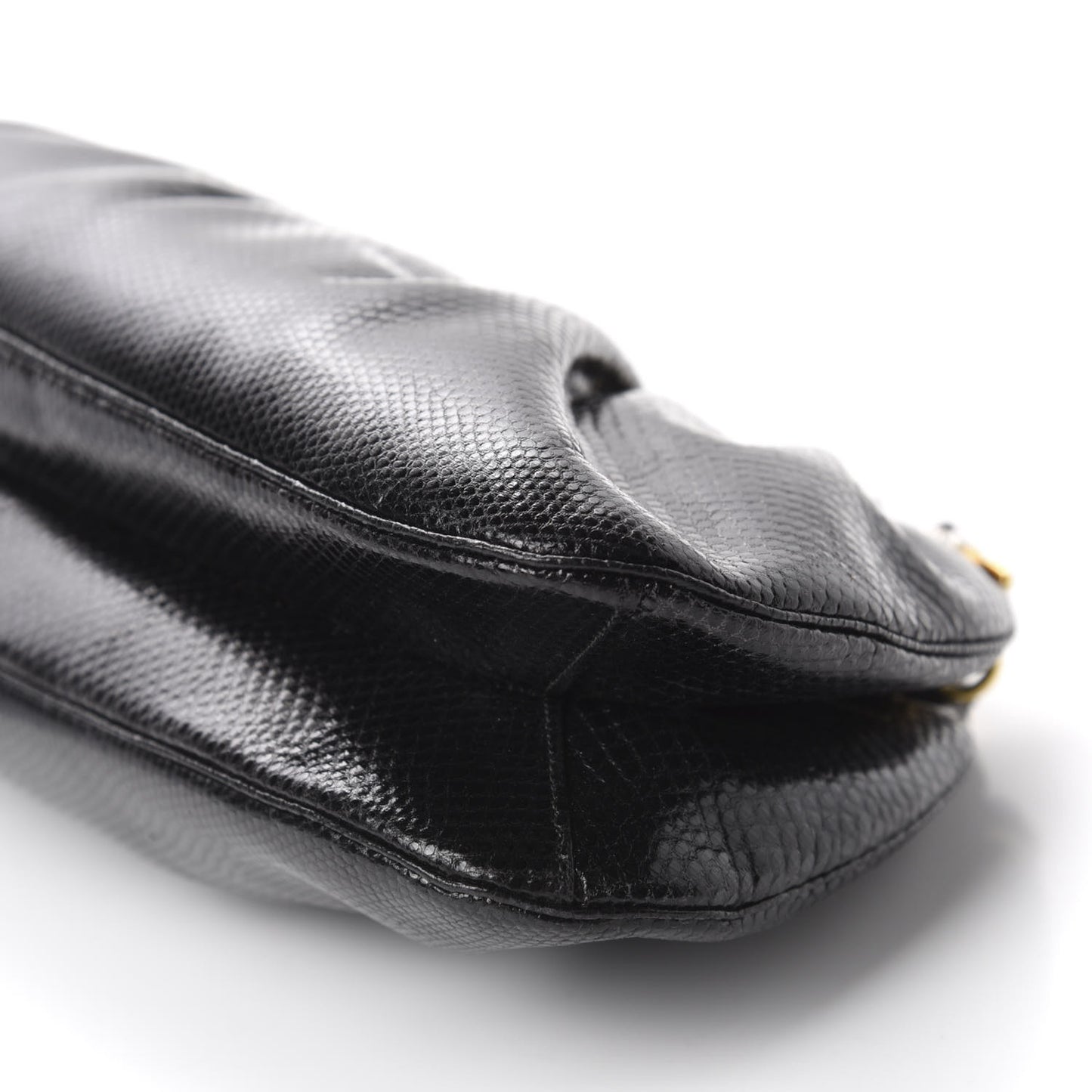 Snakeskin Pleated Crystal Evening Bag Black