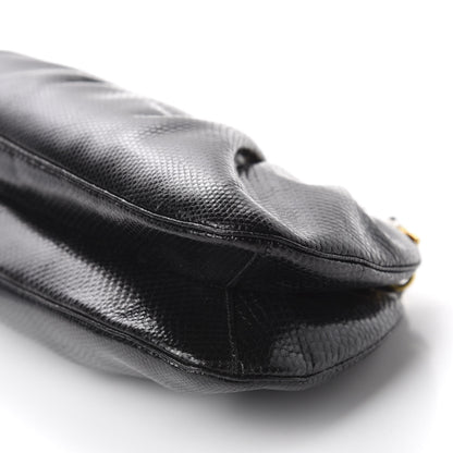 Judith Leiber Snakeskin Pleated Crystal Evening Bag Black 8 of 10