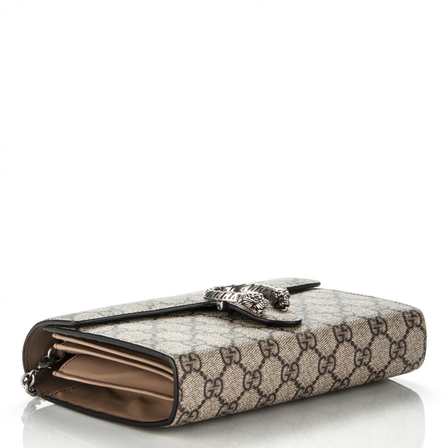 GG Supreme Monogram Mini Dionysus Chain Wallet Beige Black