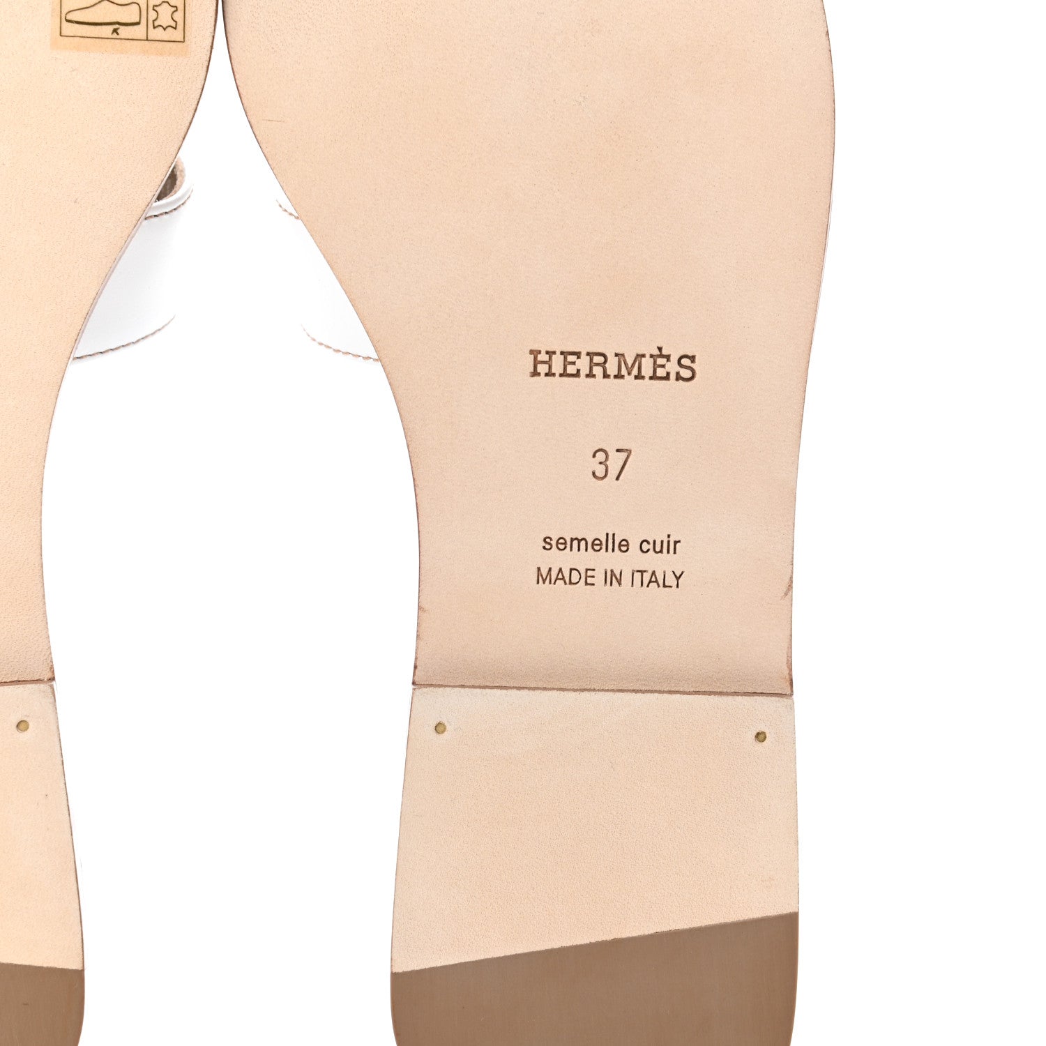 Hermes Box Calfskin Oran Sandals 37 White 6 of 9