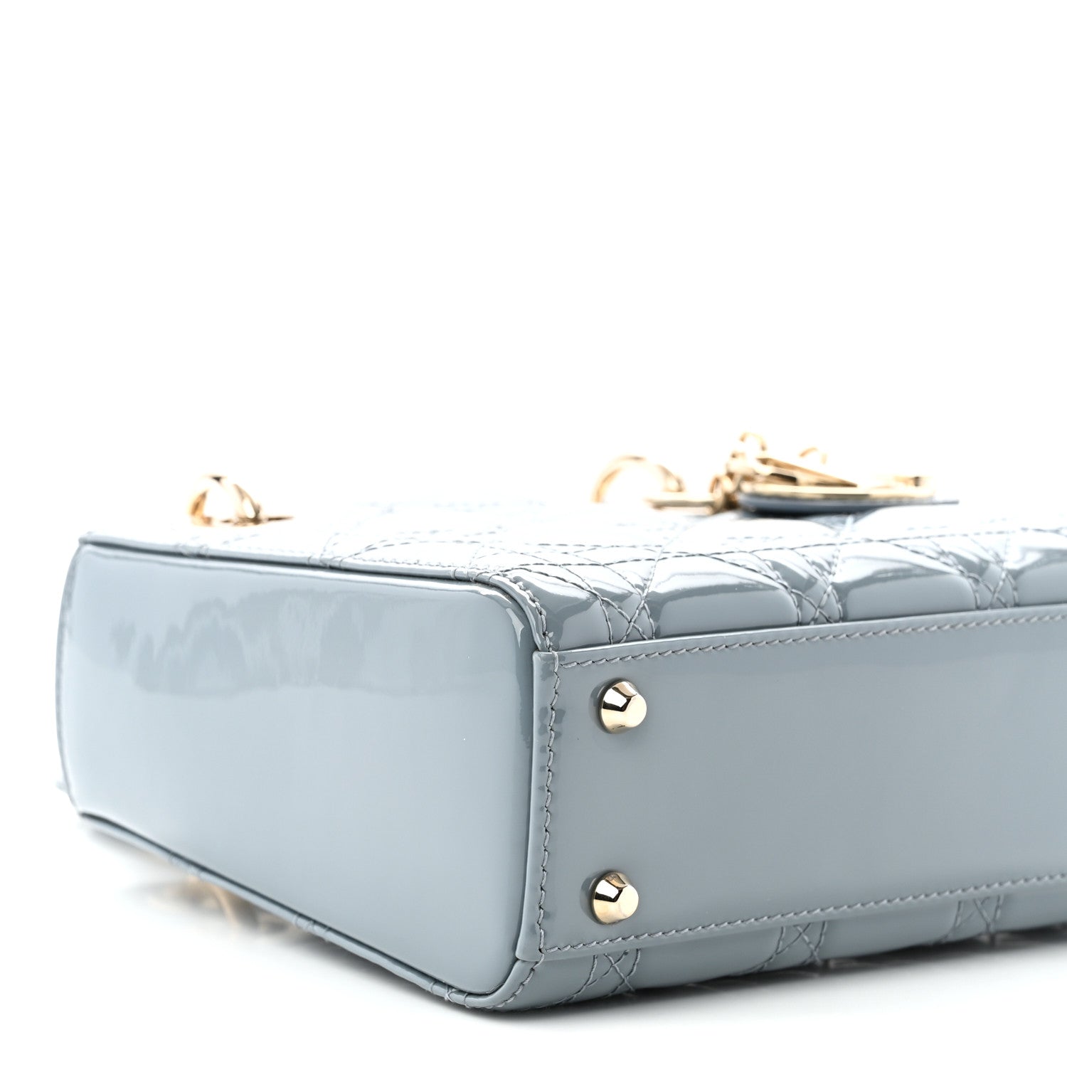 Christian Dior Patent Cannage Mini Lady Dior Light Blue 9 of 11