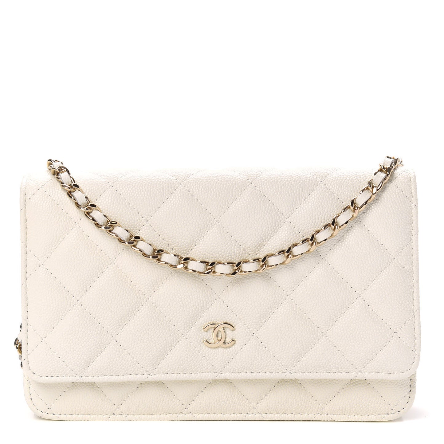 Caviar Quilted Wallet On Chain WOC White