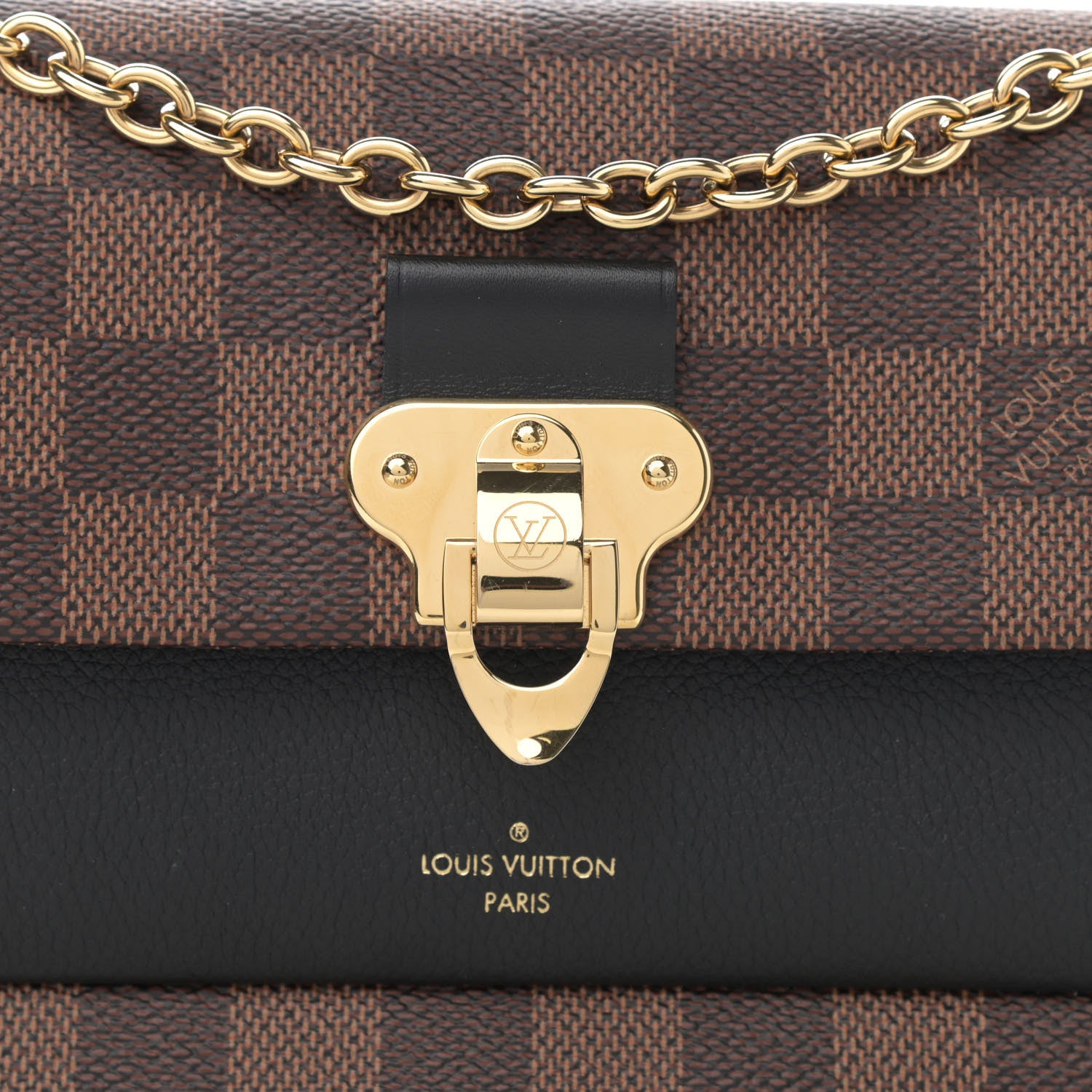 Louis Vuitton Damier Ebene Vavin Chain Wallet Black 7 of 9