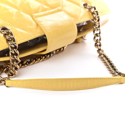 Chanel Glazed Calfskin Quilted Mademoiselle Bowling Tote Yellow 17 of 22