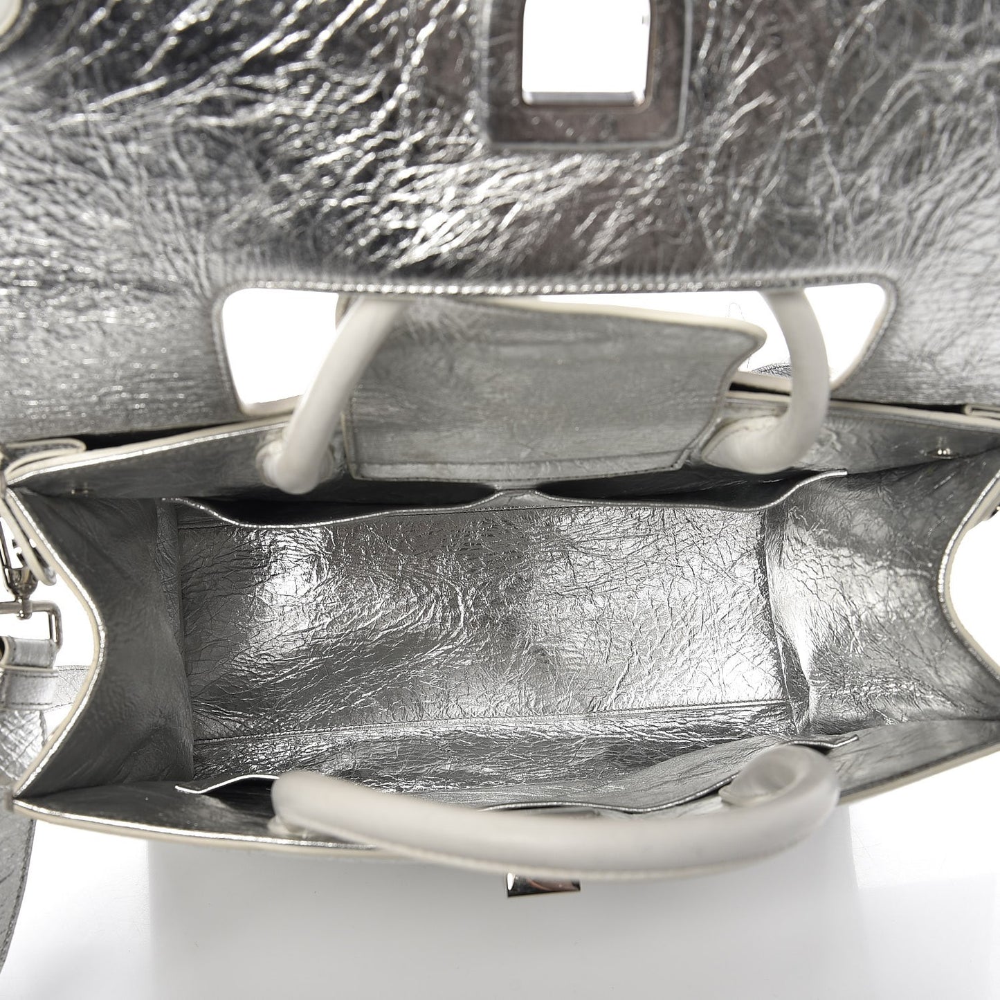 Metallic Calfskin Medium Diorever Flap Silver
