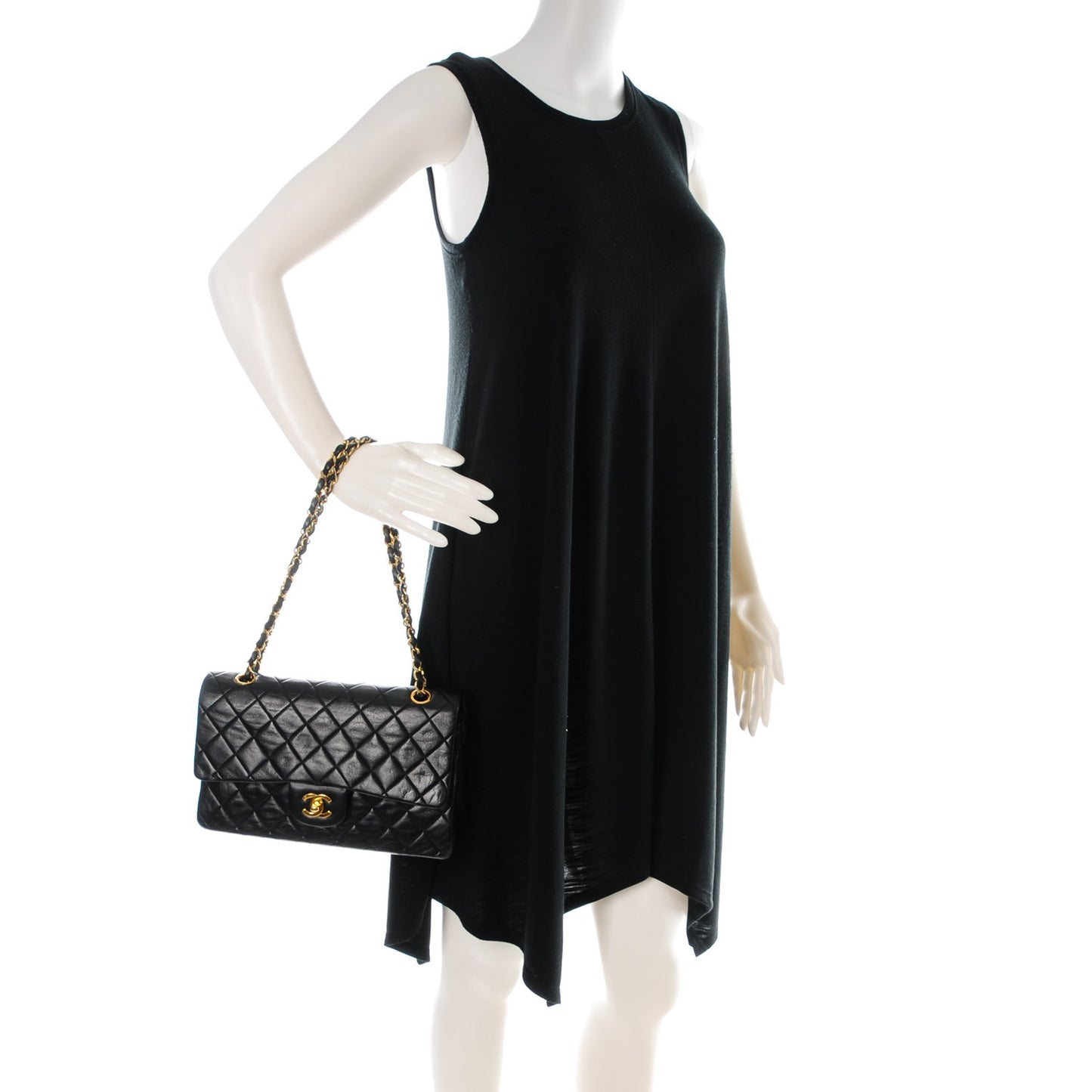 Lambskin Quilted Medium Double Flap Black