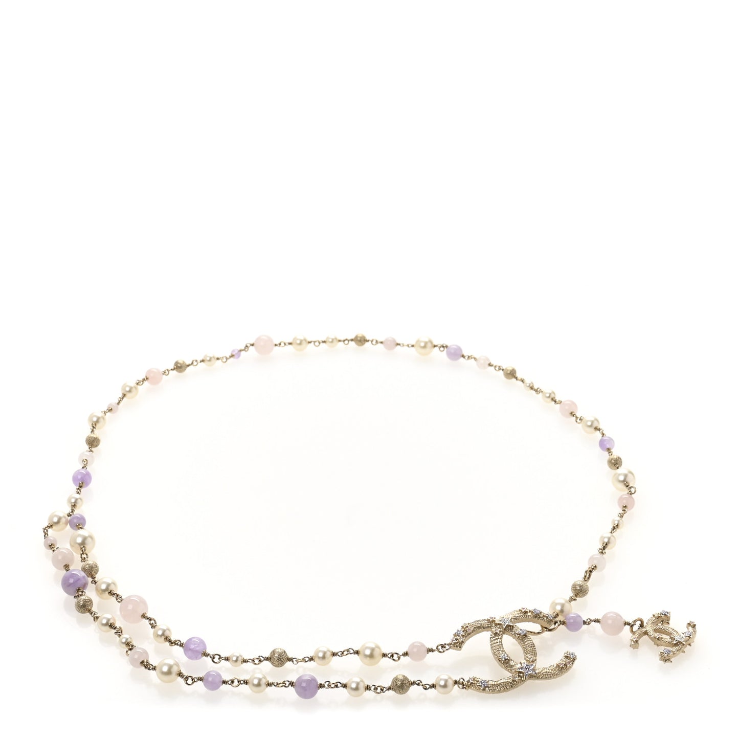 Pearl Bead Crystal Star Chain CC Belt Gold Purple Gold Purple