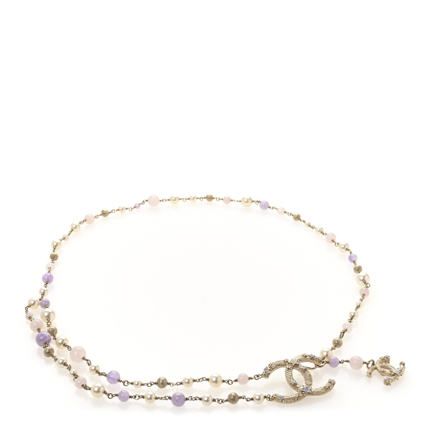Chanel Pearl Bead Crystal Star Chain CC Belt Gold Purple Gold Purple 1 of 4