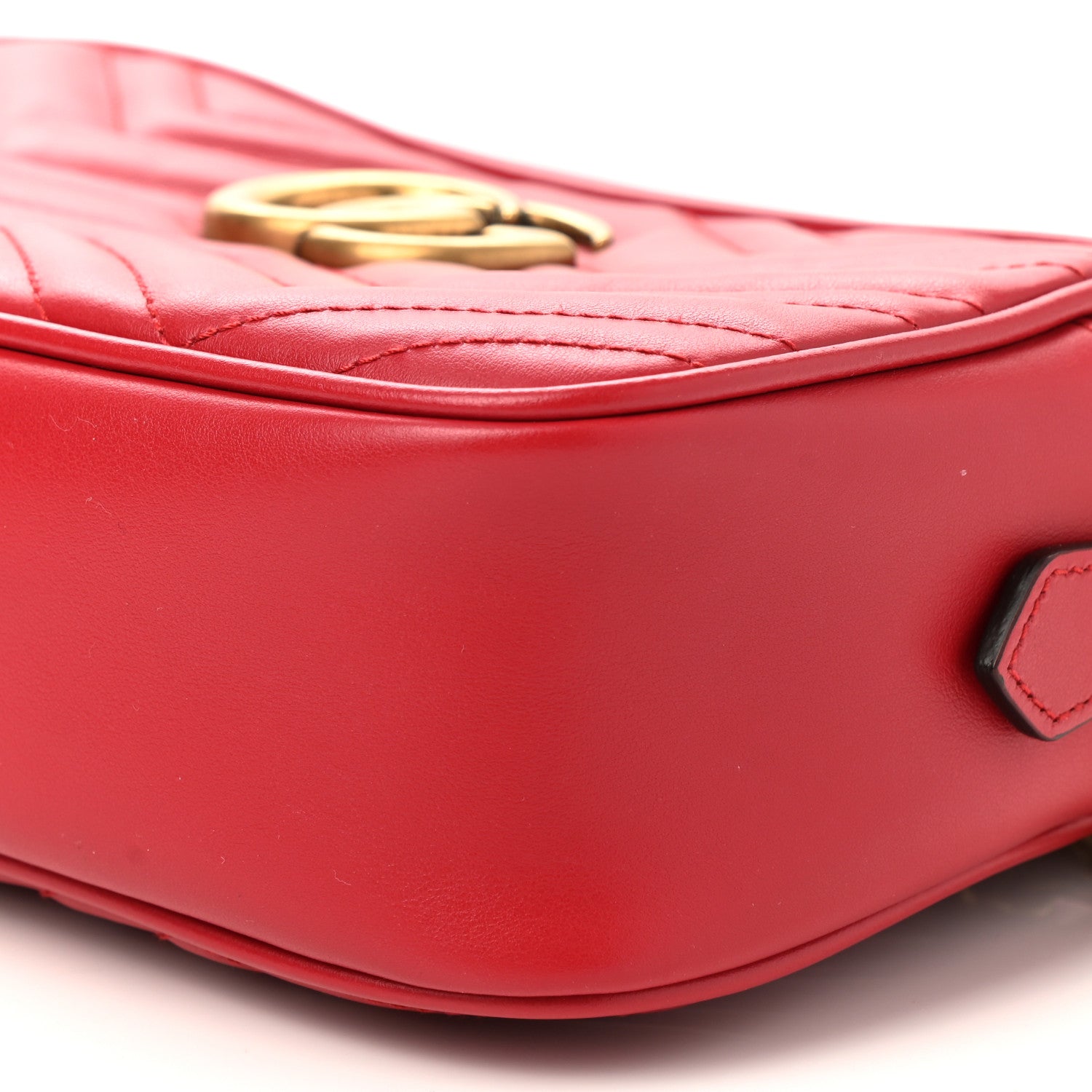 Gucci Calfskin Matelasse Small GG Marmont Chain Shoulder Bag Hibiscus Red 10 of 11