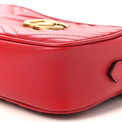 Gucci Calfskin Matelasse Small GG Marmont Chain Shoulder Bag Hibiscus Red 10 of 11