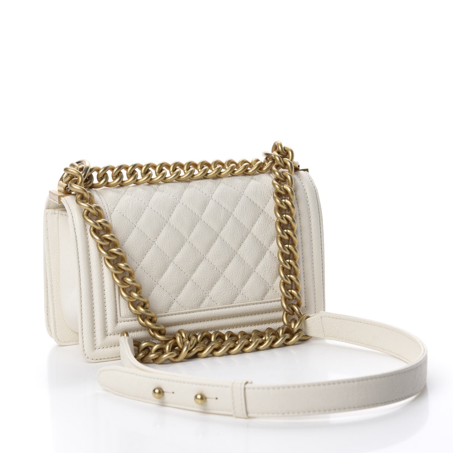 Chanel Caviar Quilted Small Boy Flap White 3 of 11
