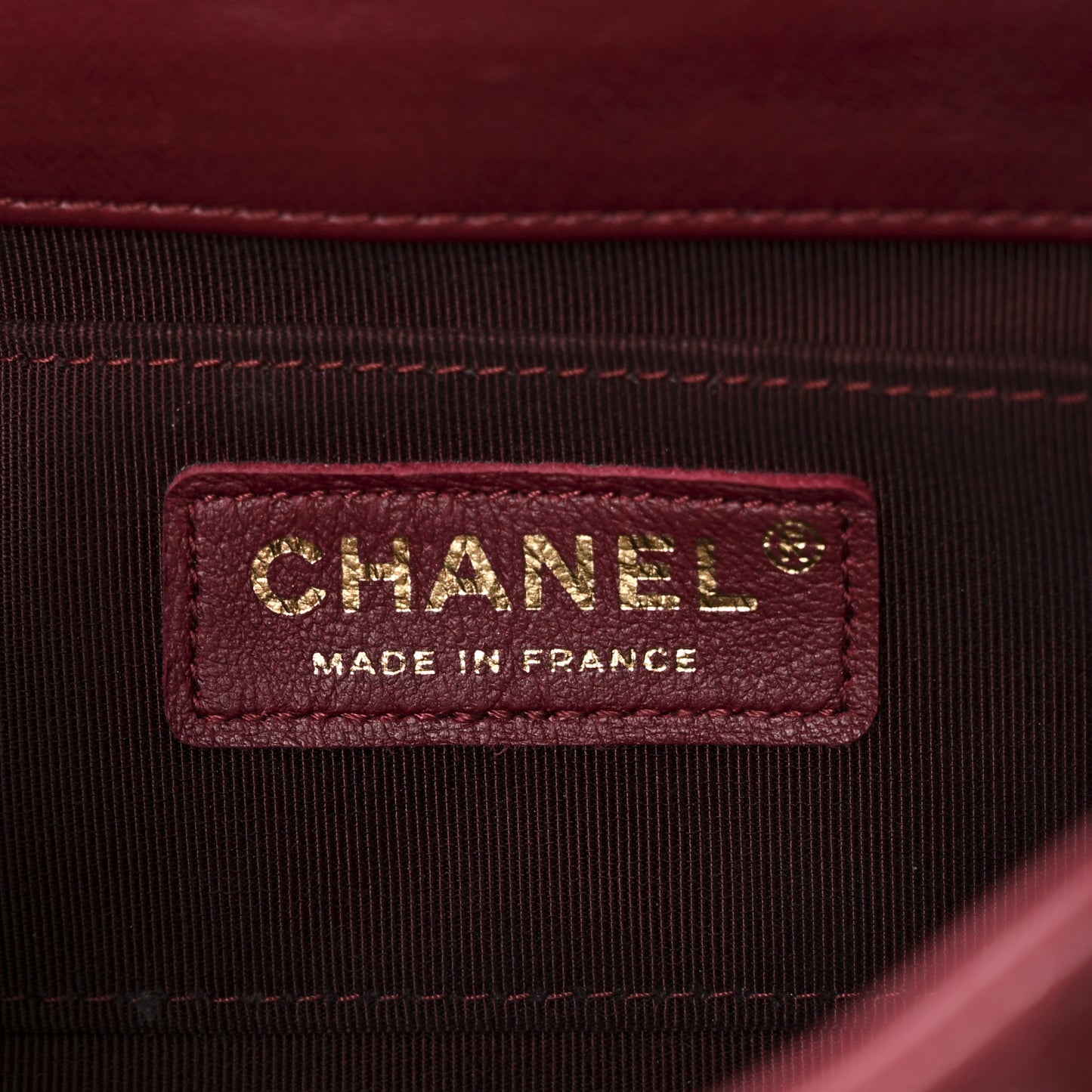 Glazed Calfskin Chevron Quilted Small Hampton Flap Burgundy