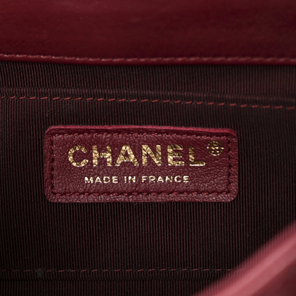Chanel Glazed Calfskin Chevron Quilted Small Hampton Flap Burgundy 6 of 10