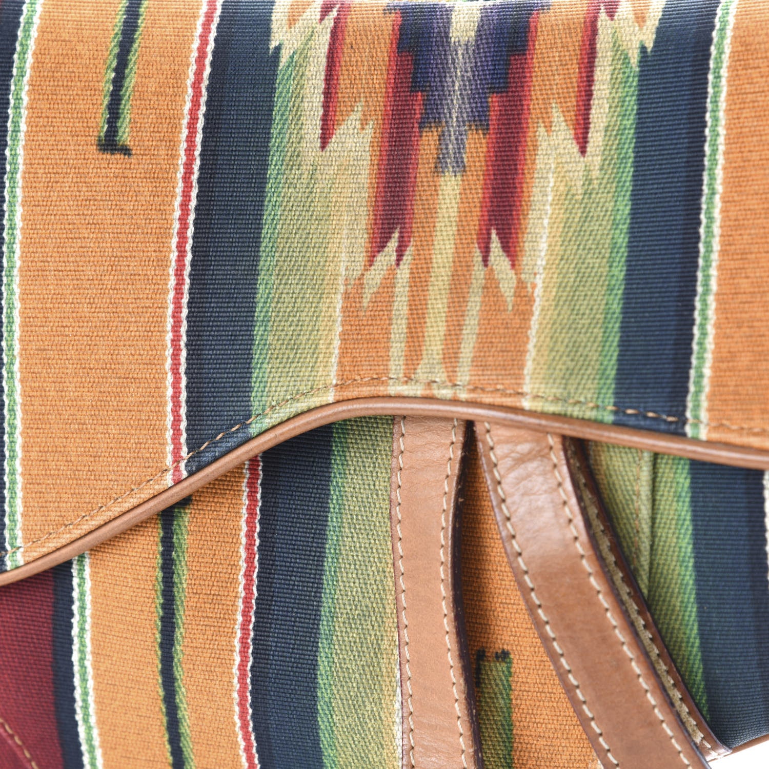 Christian Dior Canvas Stripe Saddle Bag Multicolor 10 of 12