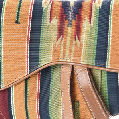 Christian Dior Canvas Stripe Saddle Bag Multicolor 10 of 12
